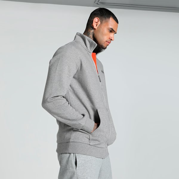 Men's Knitted Track Jacket, Medium Gray Heather, extralarge-IND