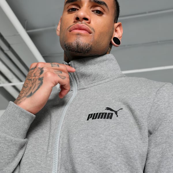 Men's Knitted Track Jacket, Medium Gray Heather, extralarge-IND