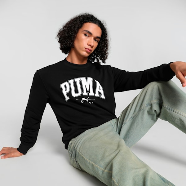 SQUAD Men's Crew-Neck Sweatshirt, PUMA Black, extralarge-IND