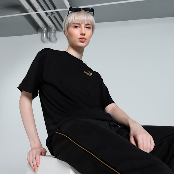 TAPE MINIMAL GOLD Women's Relaxed Fit Tee, PUMA Black, extralarge-IND