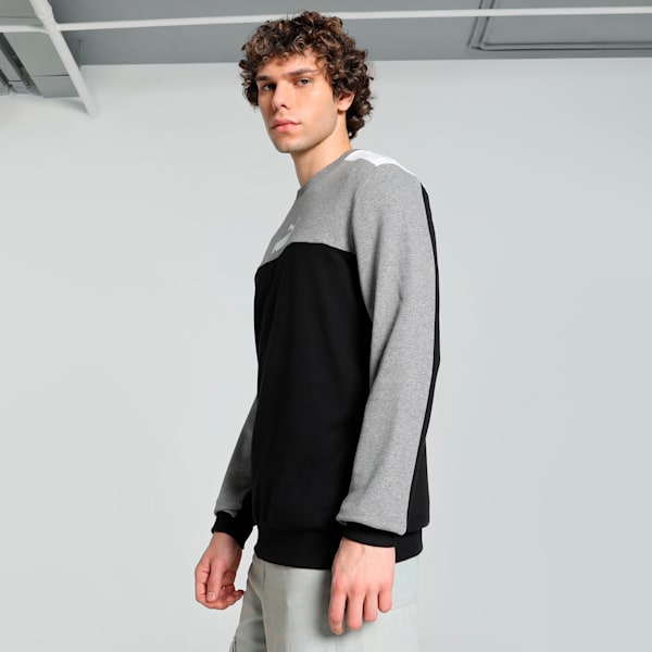 Men's Colorblock Crew-Neck Sweatshirt, Puma Black, extralarge-IND