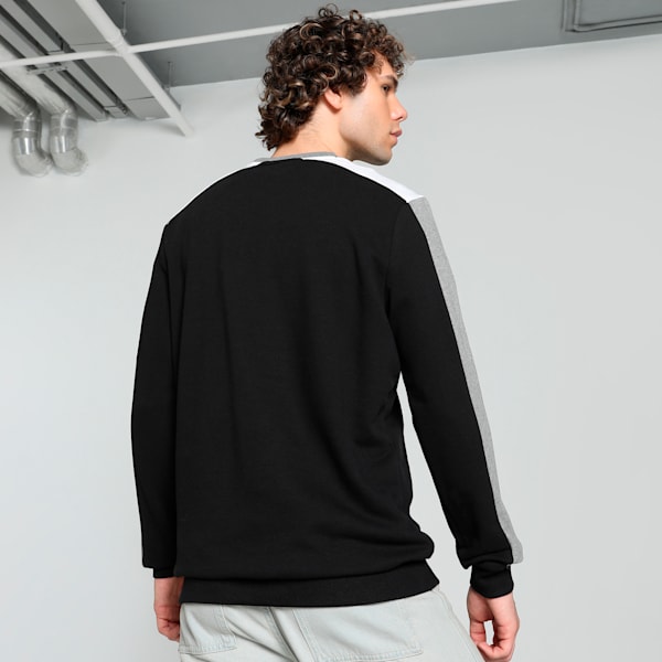 Men's Colorblock Crew-Neck Sweatshirt, Puma Black, extralarge-IND