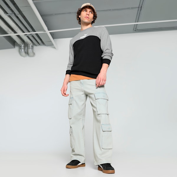 Men's Colorblock Crew-Neck Sweatshirt, Puma Black, extralarge-IND