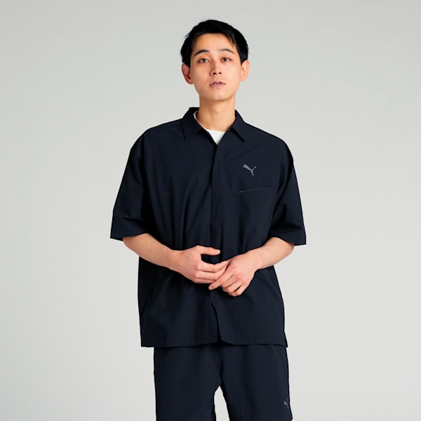 メンズ サマー ウーブン 半袖 シャツ, PUMA Black, extralarge-JPN