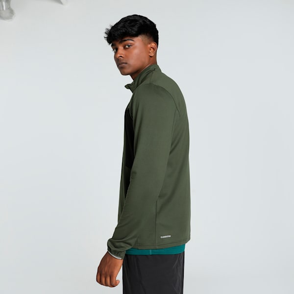 RUN CLOUDSPUN Men's Full Zip Running Jacket, Dark Olive-puma black, extralarge-IND