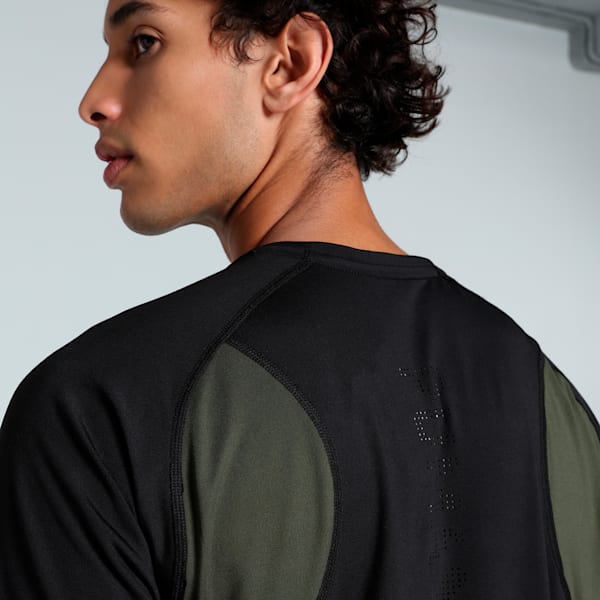 RUN CLOUDSPUN Men's Running Tee, PUMA Black-Dark Olive, extralarge-IND