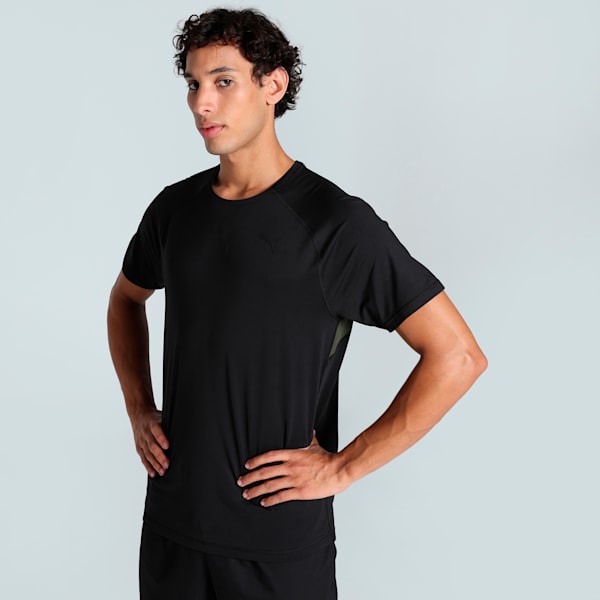 RUN CLOUDSPUN Men's Running Tee, PUMA Black-Dark Olive, extralarge-IND