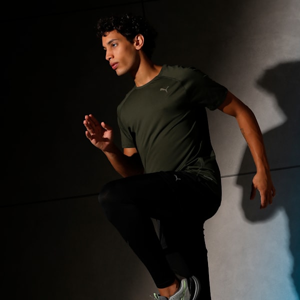 RUN CLOUDSPUN Men's Running Tee, Dark Olive-Puma Black, extralarge-IND