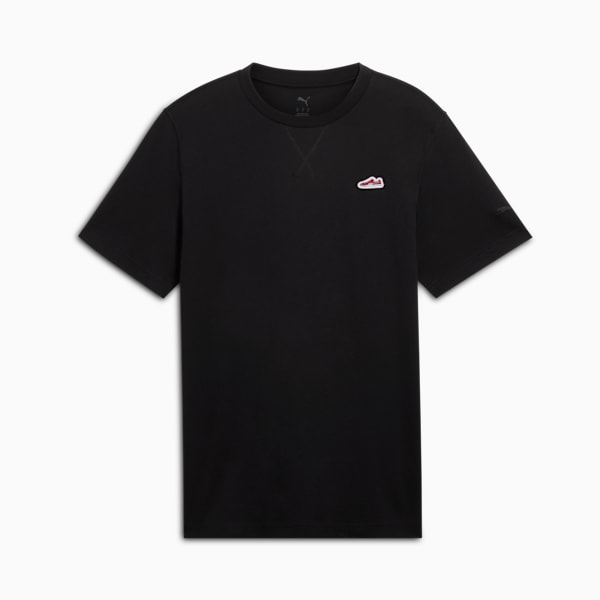 WARDROBE ESSENTIALS Suede Logo Men's Tee, PUMA Black, extralarge