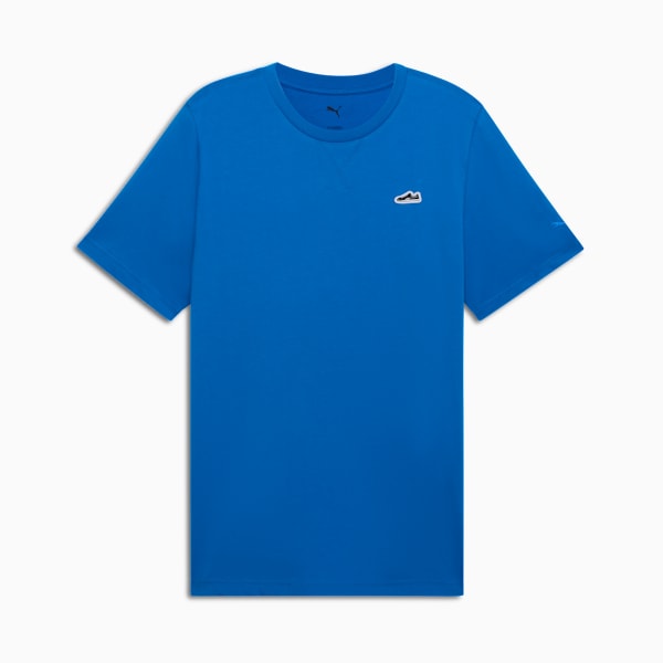 WARDROBE ESSENTIALS Suede Logo Men's Tee, Racing Blue, extralarge