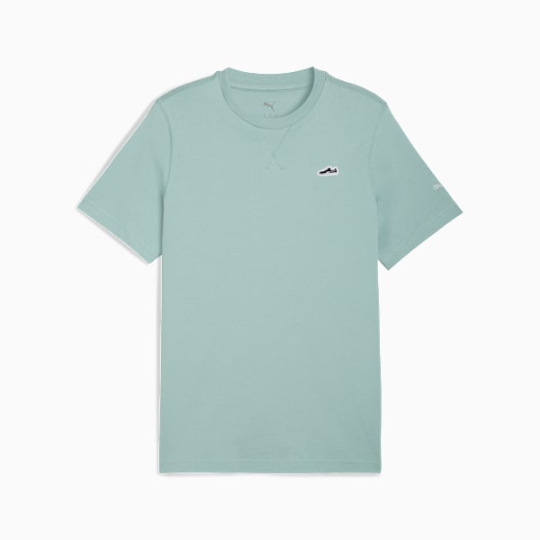 WARDROBE ESSENTIALS Suede Logo Men's Tee, Light Moss, extralarge