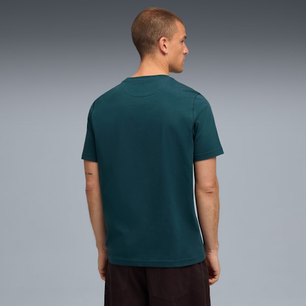 WARDROBE ESSENTIALS Suede Logo Men's Tee, Green Terrain, extralarge
