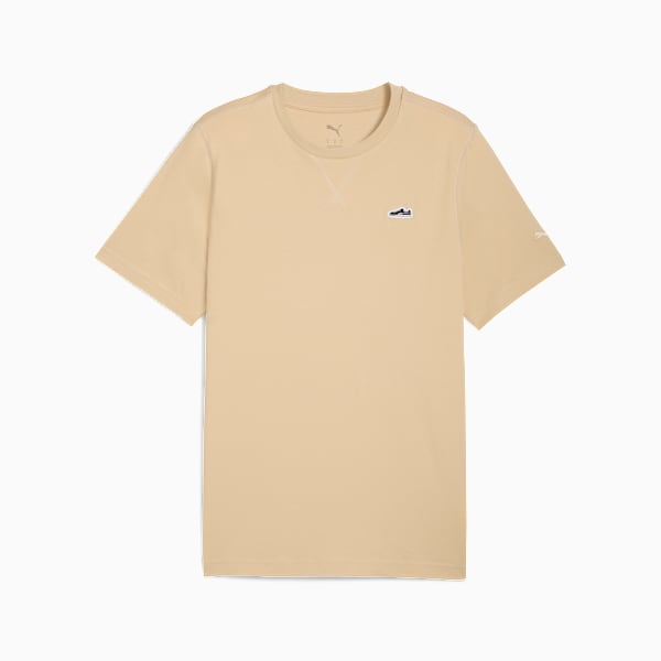 WARDROBE ESSENTIALS Suede Logo Men's Tee, Pebble Path, extralarge