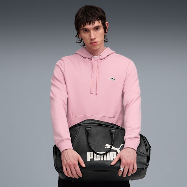 Wardrobe Essentials Suede Hoodie Men, Poised Pink, extralarge