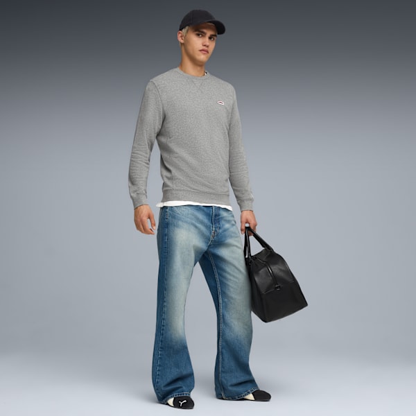 Wardrobe Essentials Suede Crew Men, Medium Gray Heather, extralarge