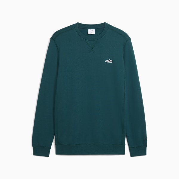 Wardrobe Essentials Suede Crew Men, Green Terrain, extralarge