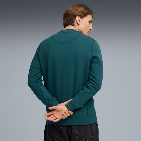 Wardrobe Essentials Suede Crew Men, Green Terrain, extralarge