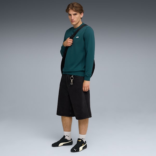 Wardrobe Essentials Suede Crew Men, Green Terrain, extralarge