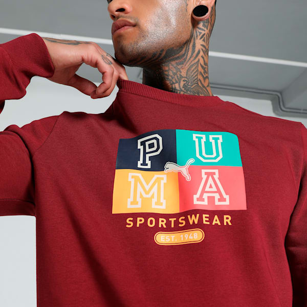 Men's Graphic Crew-Neck Sweatshirt, Team Regal Red, extralarge-IND
