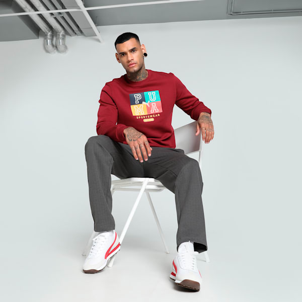 Men's Graphic Crew-Neck Sweatshirt, Team Regal Red, extralarge-IND