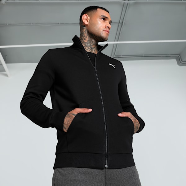 Men's Graphic Full Zip Sweat Jacket, PUMA Black, extralarge-IND