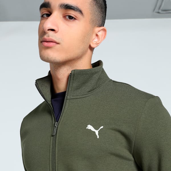 Men's Graphic Full Zip Sweat Jacket, Dark Olive, extralarge-IND