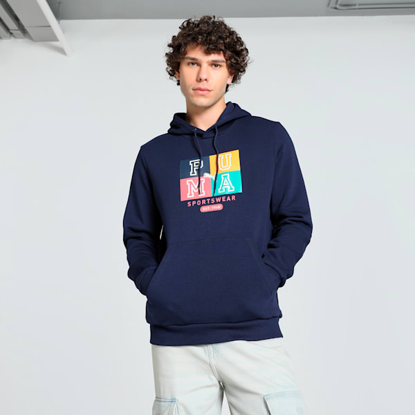 Men's Graphic Hoodie, PUMA Navy, extralarge-IND