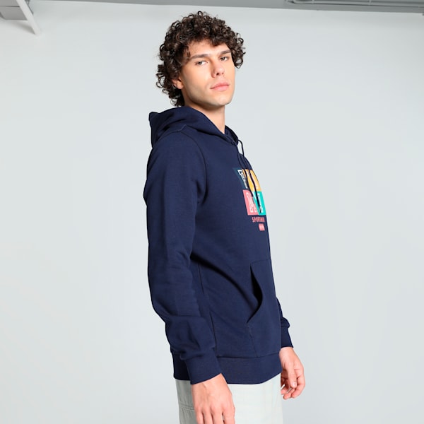 Men's Graphic Hoodie, PUMA Navy, extralarge-IND
