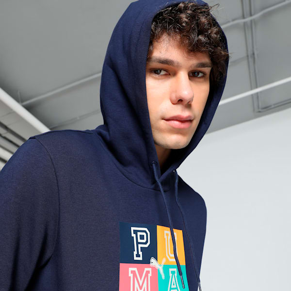Men's Graphic Hoodie, PUMA Navy, extralarge-IND