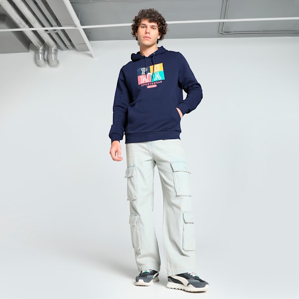 Men's Graphic Hoodie, PUMA Navy, extralarge-IND