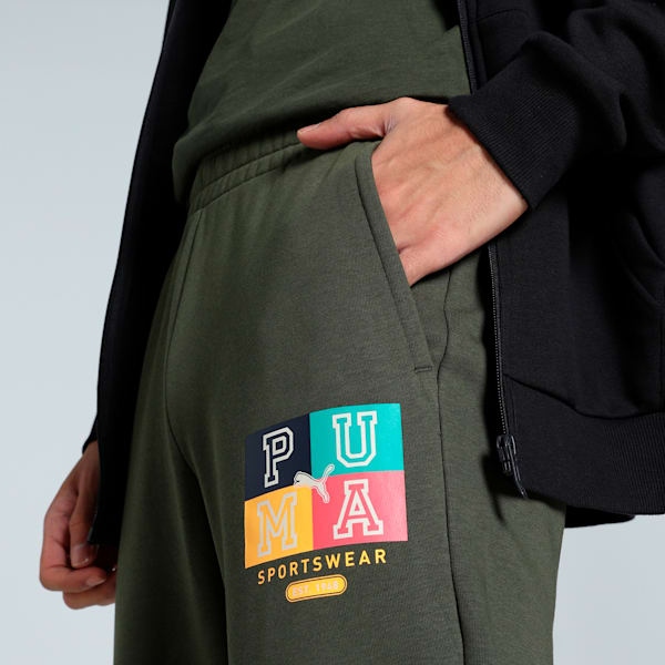 Men's Graphic Knitted Pants, Dark Olive, extralarge-IND