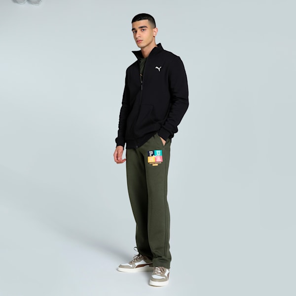 Men's Graphic Knitted Pants, Dark Olive, extralarge-IND