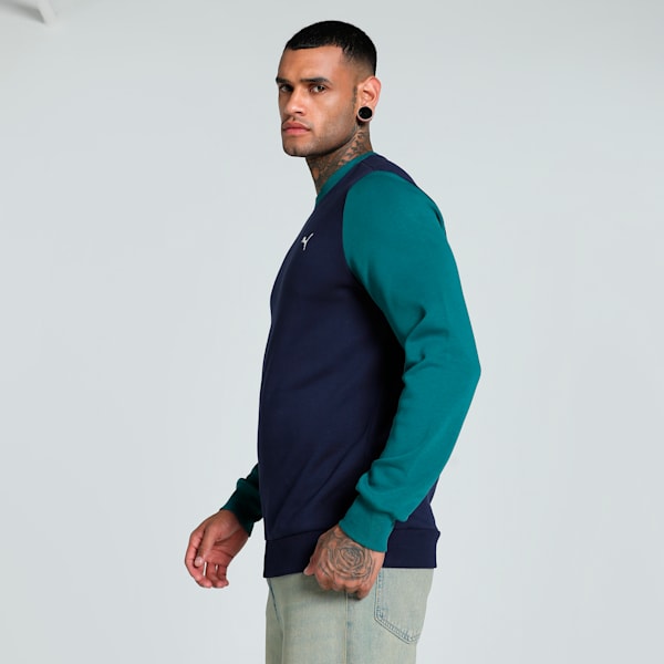Men's Colorblock Crew-Neck Sweatshirt, PUMA Navy, extralarge-IND
