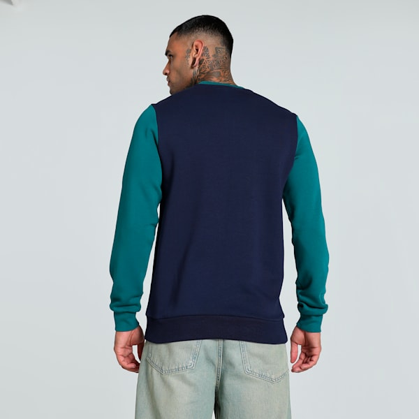 Men's Colorblock Crew-Neck Sweatshirt, PUMA Navy, extralarge-IND