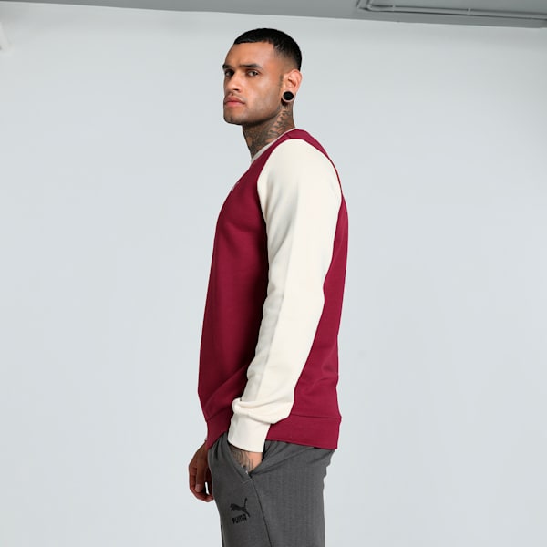Men's Colorblock Crew-Neck Sweatshirt, Team Regal Red, extralarge-IND