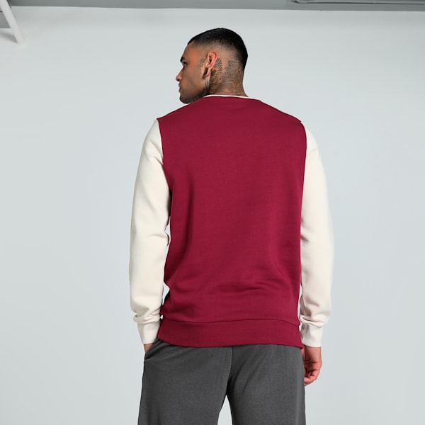 Men's Colorblock Crew-Neck Sweatshirt, Team Regal Red, extralarge-IND