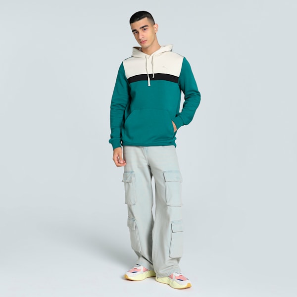 Men's Colorblock Hoodie, Cold Green, extralarge-IND