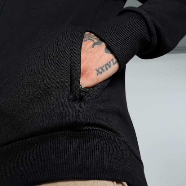 Men's Zippered Slim Fit Sweat Jacket, PUMA Black, extralarge-IND