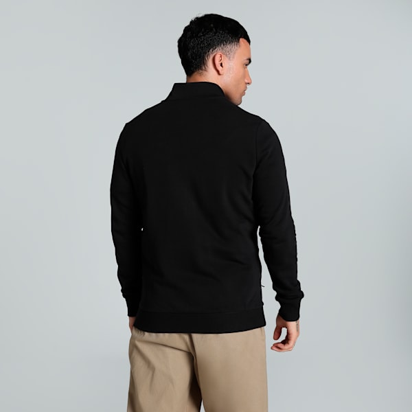 Men's Zippered Slim Fit Sweat Jacket, PUMA Black, extralarge-IND