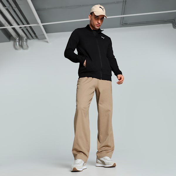 Men's Zippered Slim Fit Sweat Jacket, PUMA Black, extralarge-IND