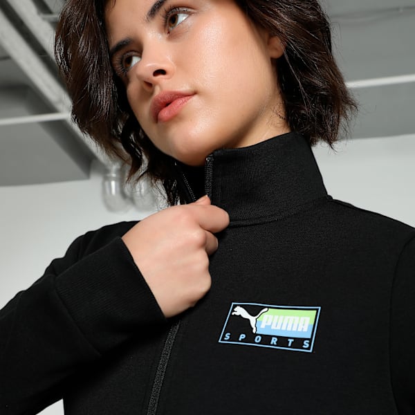 Women's Graphic Track Jacket, PUMA Black, extralarge-IND
