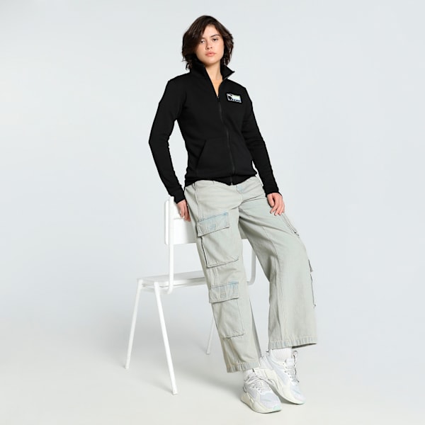 Women's Graphic Track Jacket, PUMA Black, extralarge-IND