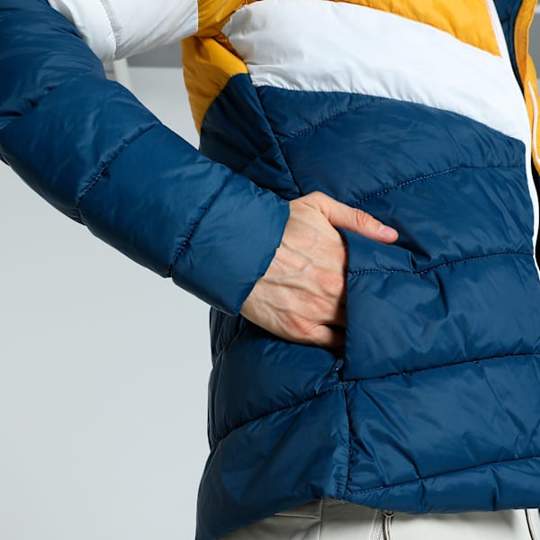 Men's Colorblock Slim Fit Padded Jacket, Intense Blue-Mineral Yellow, extralarge-IND