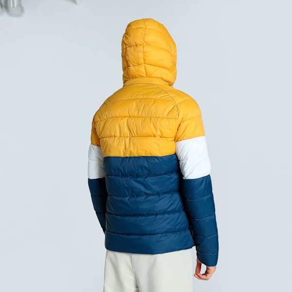 Men's Colorblock Slim Fit Padded Jacket, Intense Blue-Mineral Yellow, extralarge-IND