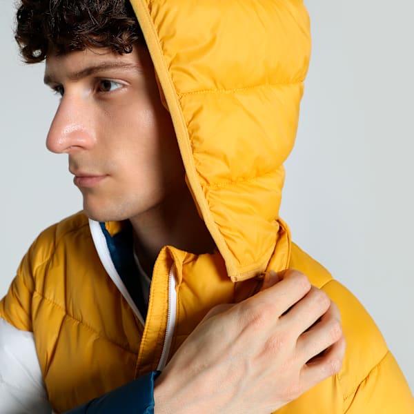 Men's Colorblock Slim Fit Padded Jacket, Intense Blue-Mineral Yellow, extralarge-IND