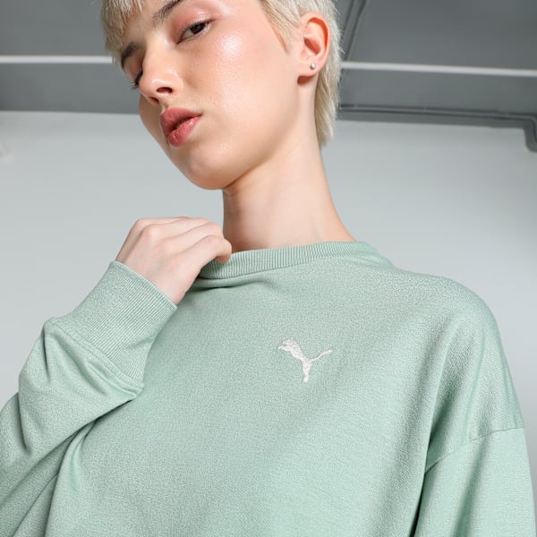 Women's Crew Neck Relaxed Fit Sweatshirt, Green Fog, extralarge-IND