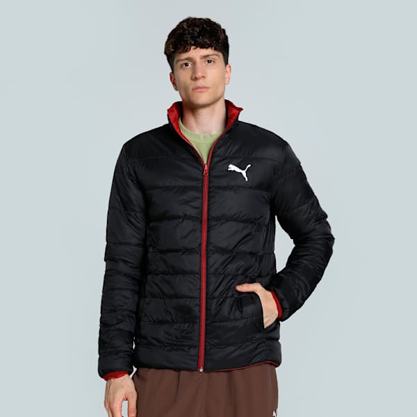 Men's Slim Fit Reversible Padded Jacket, Intense Red, extralarge-IND