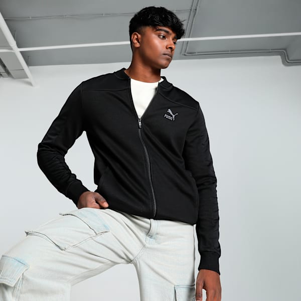 Men's Overlay Slim Fit Track Jacket, PUMA Black, extralarge-IND