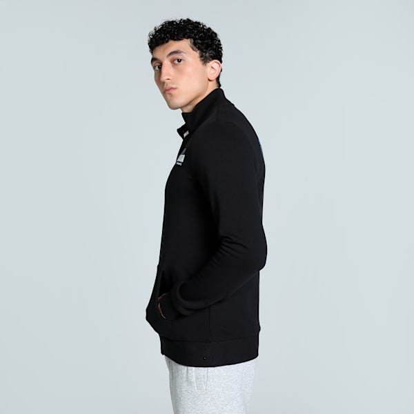 Men's Graphic Full Zip Slim Fit Sweat Jacket, PUMA Black, extralarge-IND