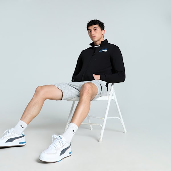 Men's Graphic Full Zip Slim Fit Sweat Jacket, PUMA Black, extralarge-IND